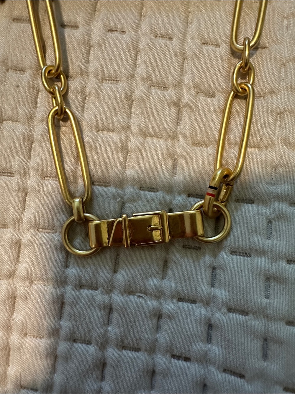 Clare V Gold Paperclip buckle Chain Strap with Cream Pouch - Picture 3 of 4